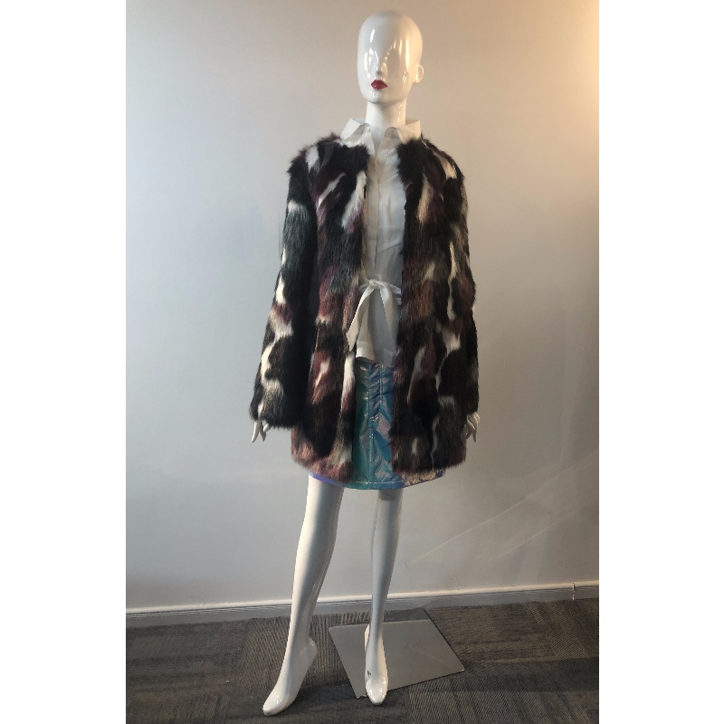 LADIES COLLARLESS FUR COAT RLWF0024