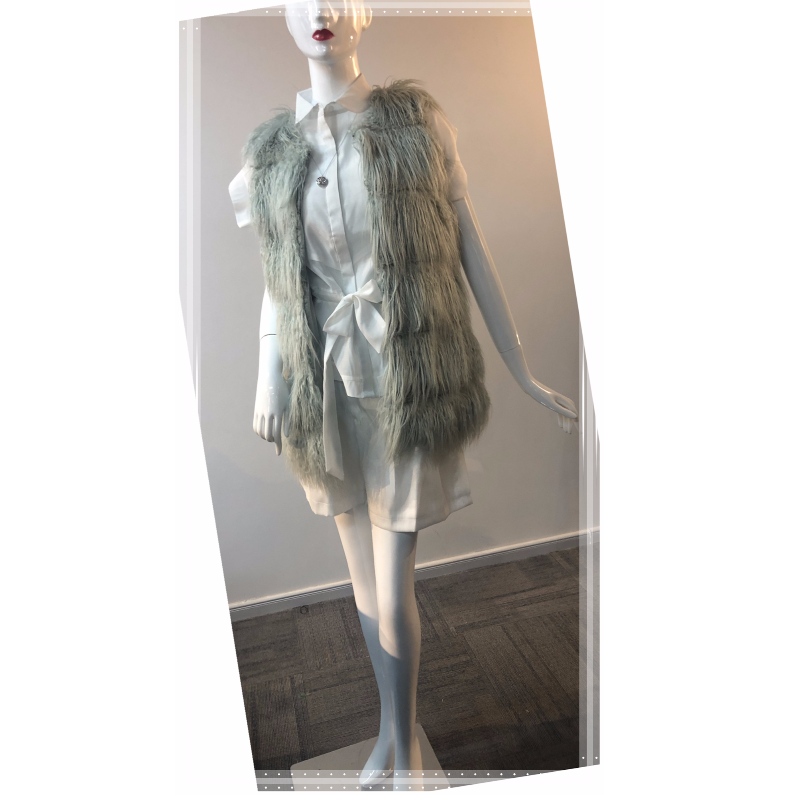 LADIES SEA FOAM FUR GILET RLWF0025