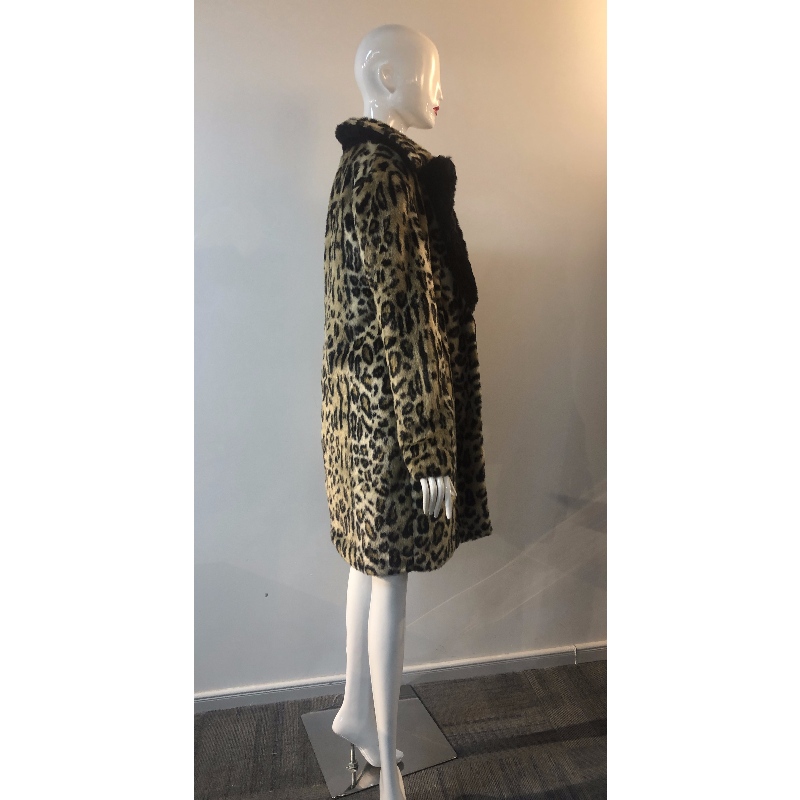 LADIES LEOPARD PRINT FUR COAT RLWF0028