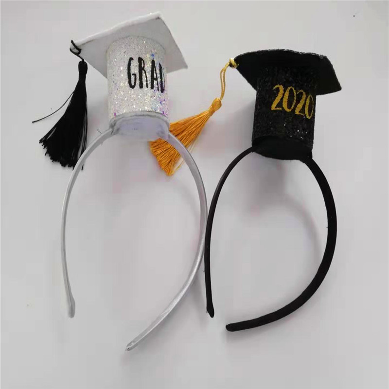 Vitt Grad Cap med skillnad färg Glitter Graduation Party Hat