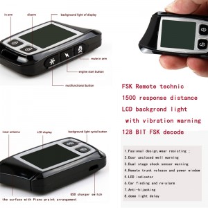 bilkodtagare med två FSK LCD-sändare fjärrbilsalarm 500m