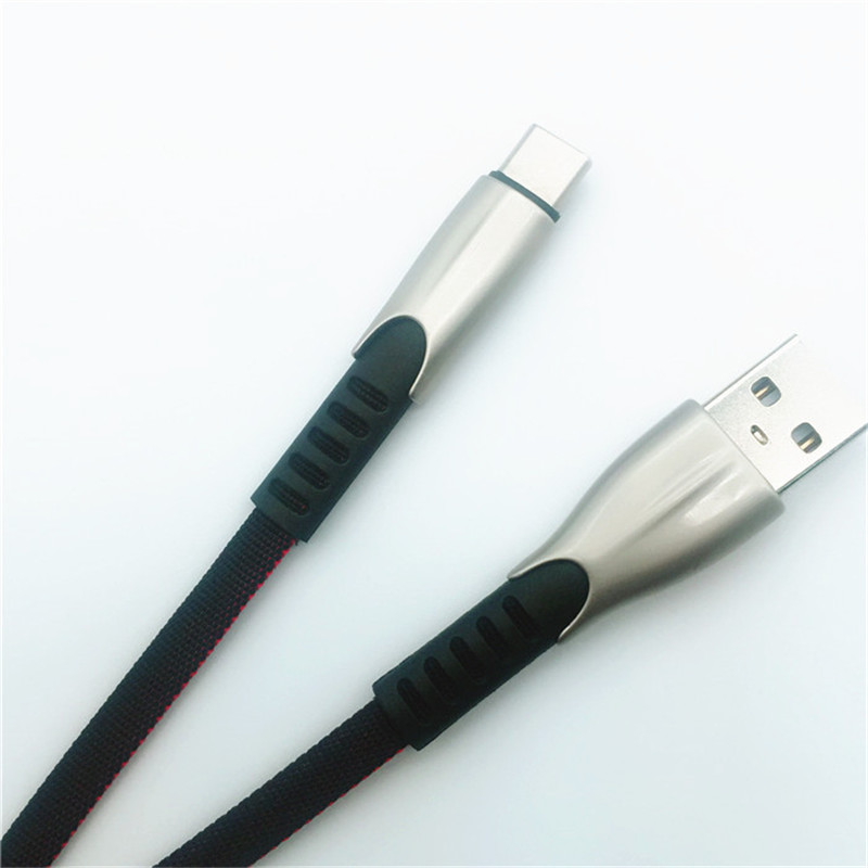 KPS-1001CB Micro Anpassad bärbar 1m 2A zinklegering Tygvävning Micro USB-kabel