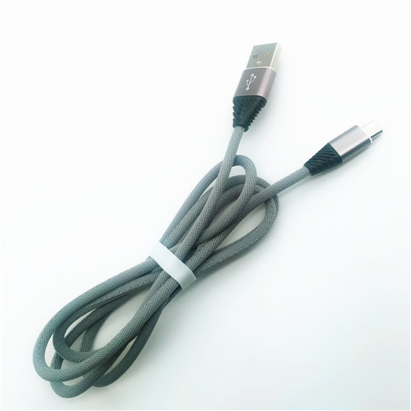 KPS-1004CB Micro anpassad bomullsvävning 1m 2.2a snabbladdning av mikro-usb-kabel för Android