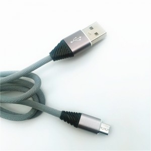 KPS-1004CB Micro anpassad bomullsvävning 1m 2.2a snabbladdning av mikro-usb-kabel för Android
