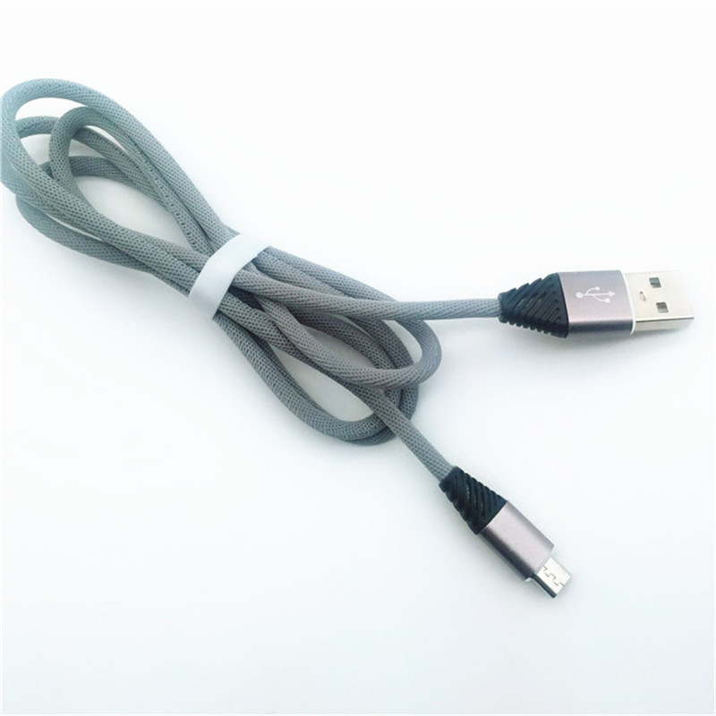 KPS-1004CB Micro anpassad bomullsvävning 1m 2.2a snabbladdning av mikro-usb-kabel för Android