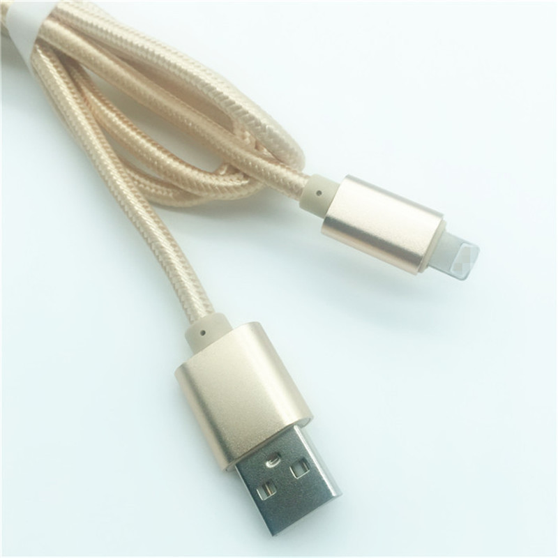 KPS-1005CB 8PIN 2M Nylonflätad högkvalitativ 2A snabb USB-datakabel för Iphone av hög kvalitet