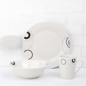 keramisk servis-12-delad porslin middagssats med klippta dekaler