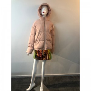 LADIES PINK CHAMPAGNE HOODED COAT RLWPC0051