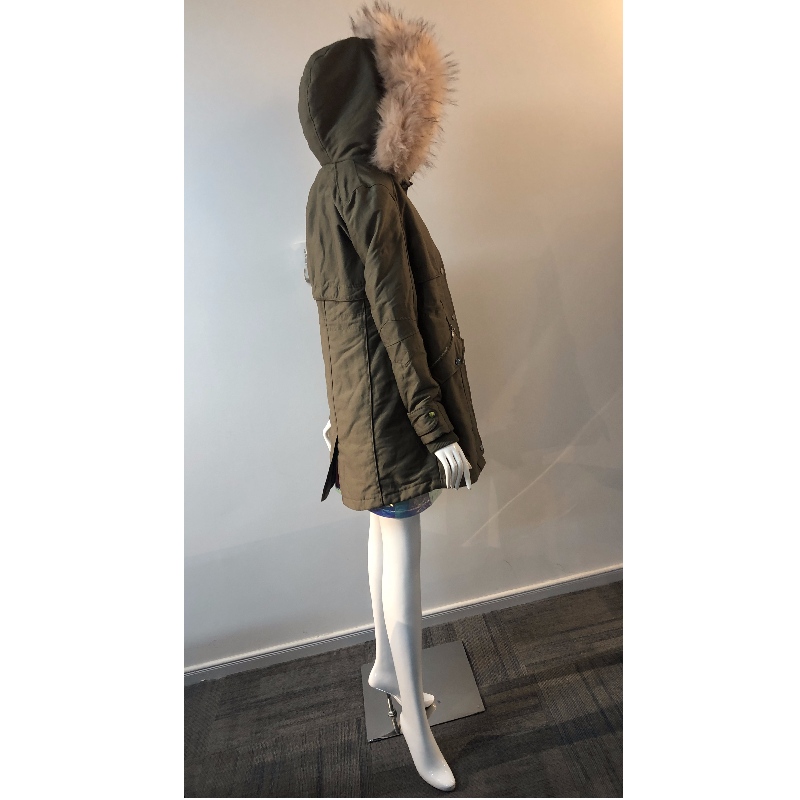 LADIES 'KHAKI HOODED COAT RLWPC0074