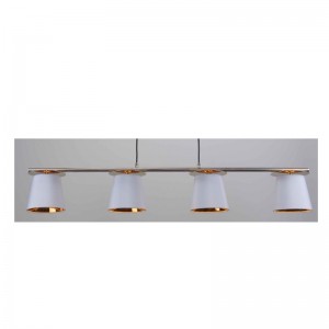 pendellampa med tygskärm, vit skugga inuti guld