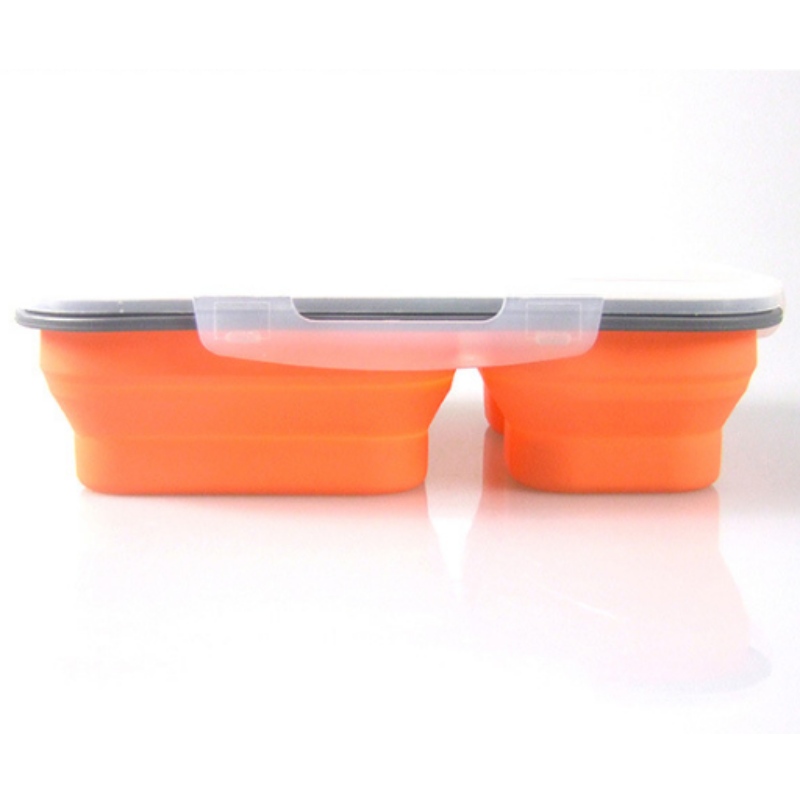 Silikon lunchlåda dubbellager lunchlåda silikon färsk låda barnens lunchlåda vikbar skål anpassad