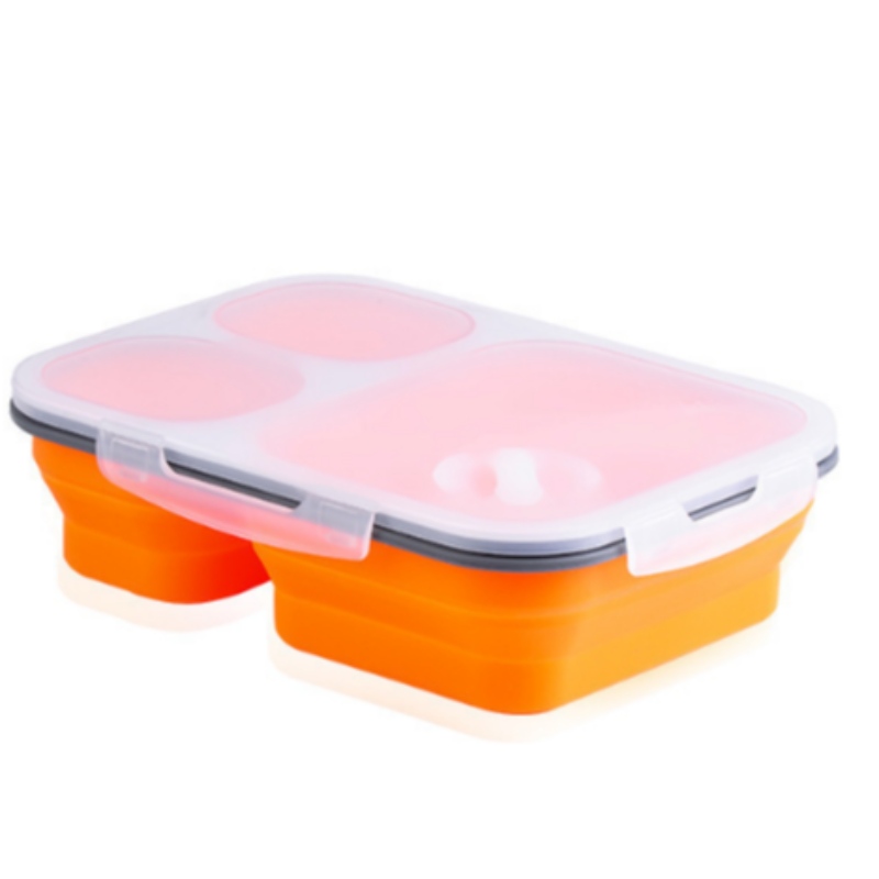 Silikon lunchlåda dubbellager lunchlåda silikon färsk låda barnens lunchlåda vikbar skål anpassad