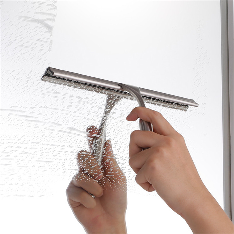 Professionella rostfritt stål skrapor för dusch badrum fönsterglas med sugkopp krokar hållare