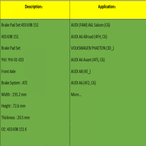 Bromsbelägg (OE: 4E0698151K)