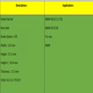 Bromsbelägg (OE: 34 21 6 776 937)