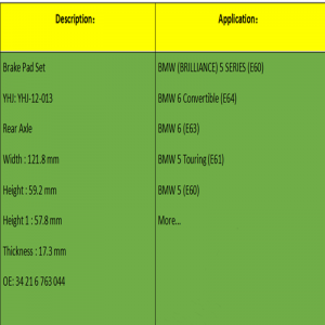 Bromsbelägg (OE: 34216763044)