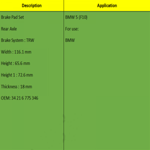 Bromsbelägg (OE: 34 21 6 775 346)
