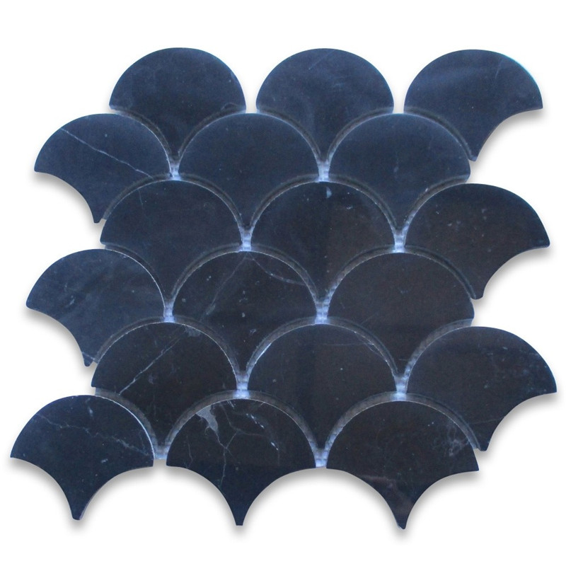 Nero marquina 1x3 fiskmosaikbrickor polerad