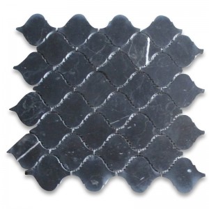 Nero marquina svart marmor 1x2 basketweave mosaikplattor vita prickar finslipade