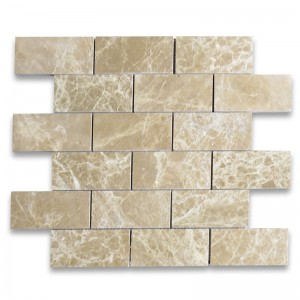 Emperador Light 2x4 Grand Brick Subway Mosaic Tile Polished