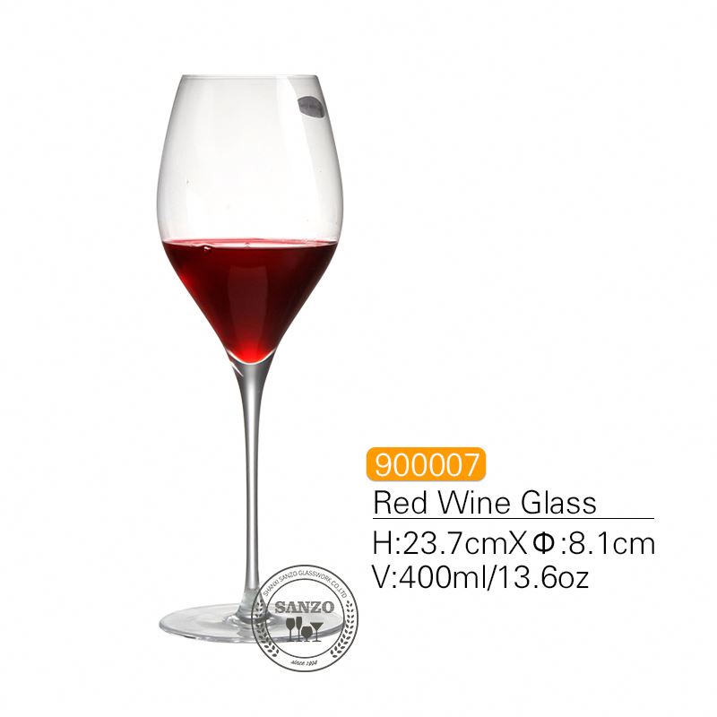 SANZO Black Stem Lismore Balloon Wine Glass Handgjorda blyfria kristallgreverade glasögon Tjocka glasögon