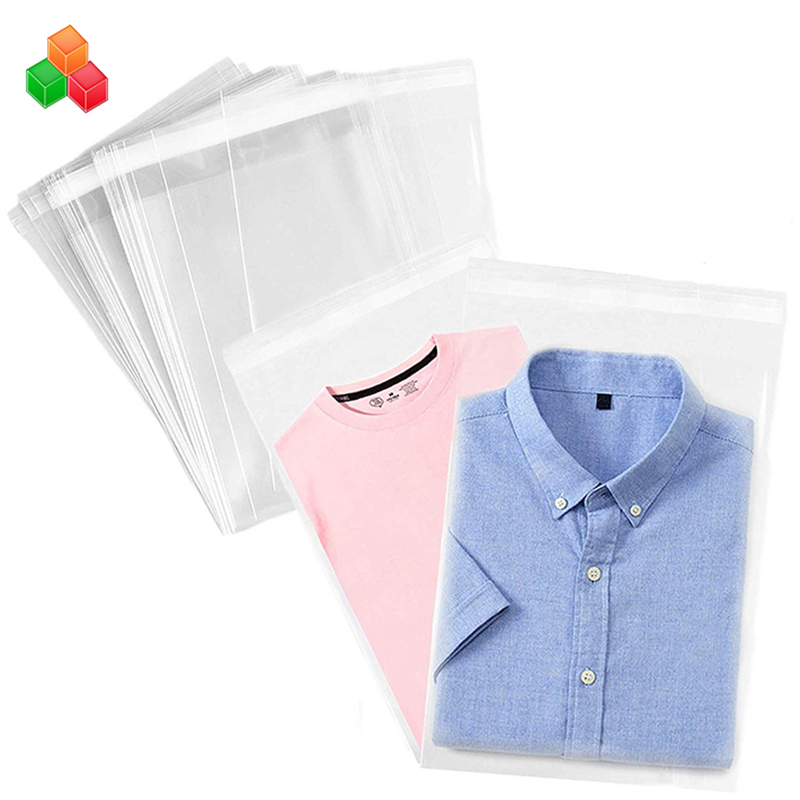 anpassad stark transparent självhäftande tätande plastplaggförpackningspåse mot plastpåsar för kläder / t-shirt / mellanmål
