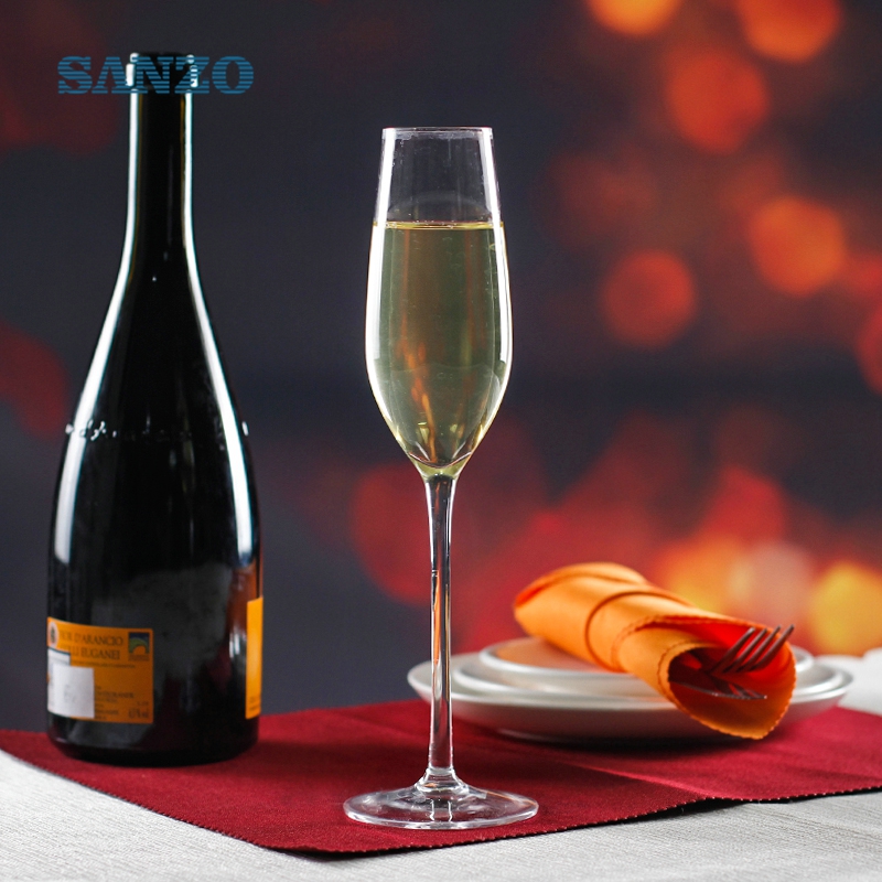 SANZO Blue Stem Champagne Flute Anpassade handgjorda Champagne Bägare Glasögon Kampanj Hot Selling Billiga Champagne Flöjter