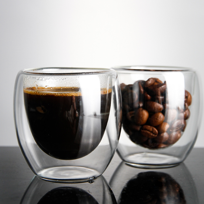 Anpassad glasvarutillverkare Partihandel handgjord kaffekopp Dubbelväggglaskopp