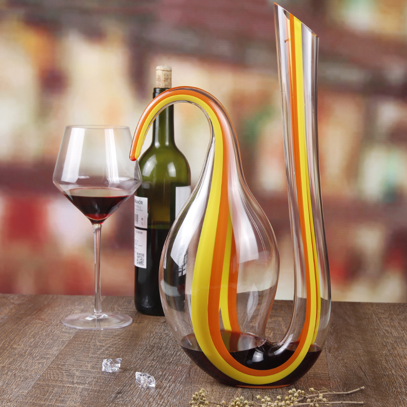 Sanzo nya produkter handblåst Blyfritt kristallrött vin karaff runt glas karaff för present