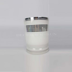 Elegant vitt med badrumsuppsättning av silverlinje i glas