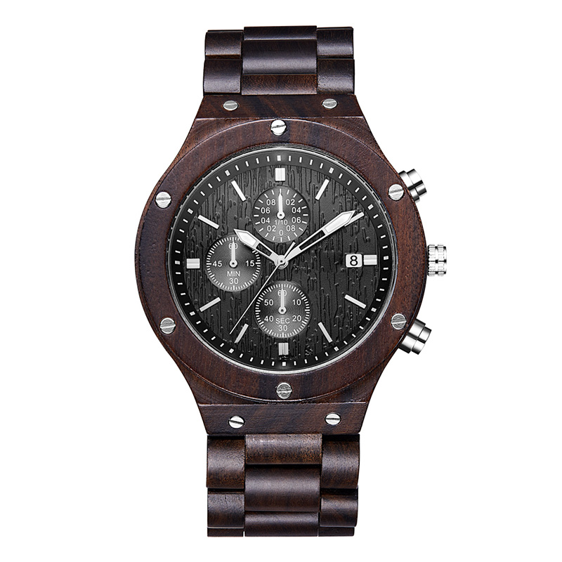 Hight-end Boutique Fritid Unisex DIY Naturliga män Kvinnor Svart Sandal Wood Watch