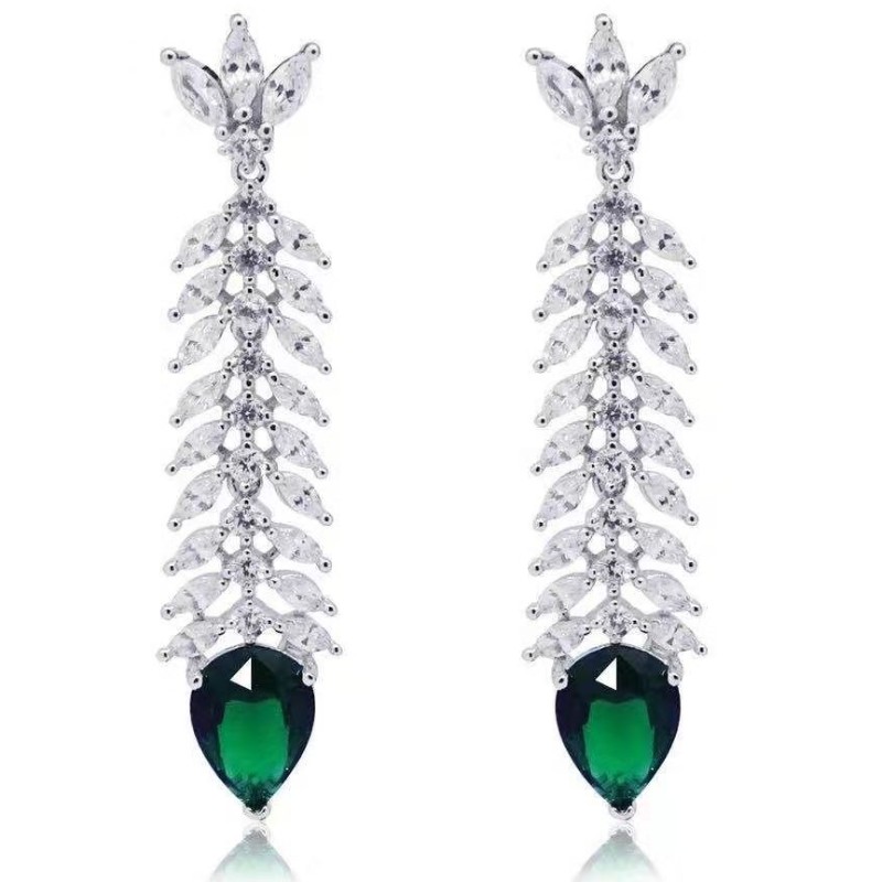 925 sterling silver syntetisk smaragd ädelsten cubic zirconia örhängen