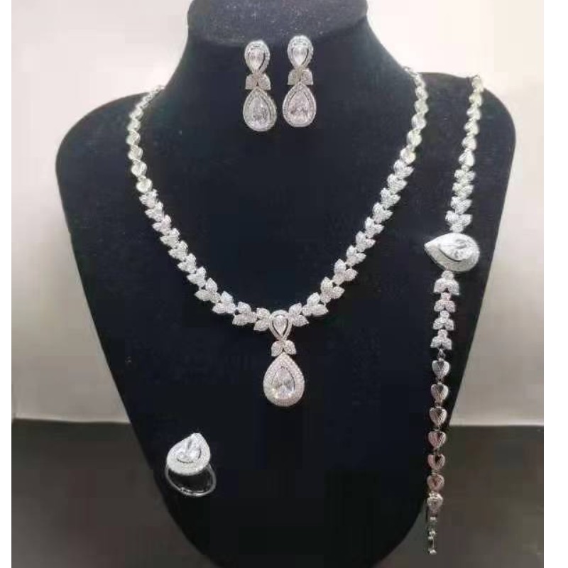 Bröllopssmycken uppsättningar för brudar indiska bröllopsmycken bröllop presenter 925 sterling silver cubic zirconia för kvinnor