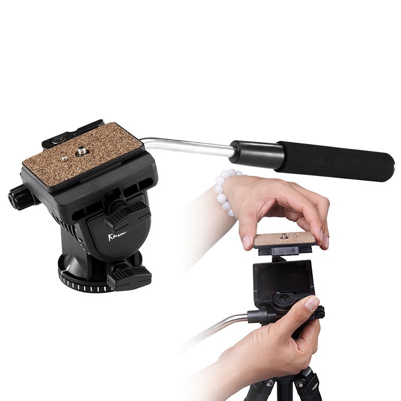 Kingjoy VT-1500 Justerbar kameravideo stativbenstativ med avtagbar vätske Drag Pan Tilt Head
