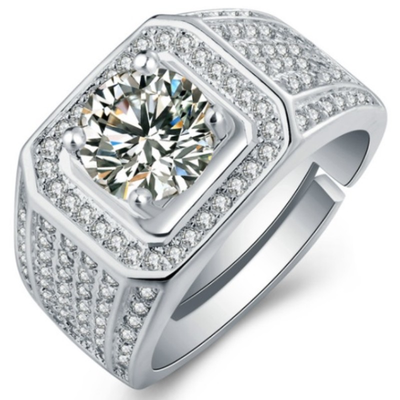 Män ringar kubiska zirkoner män förlovningsringar 925 sterling silver löfte ringar för män män vigselringar