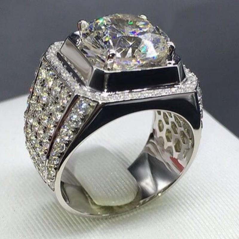 Män ringar kubiska zirkoner män förlovningsringar 925 sterling silver löfte ringar för män män vigselringar