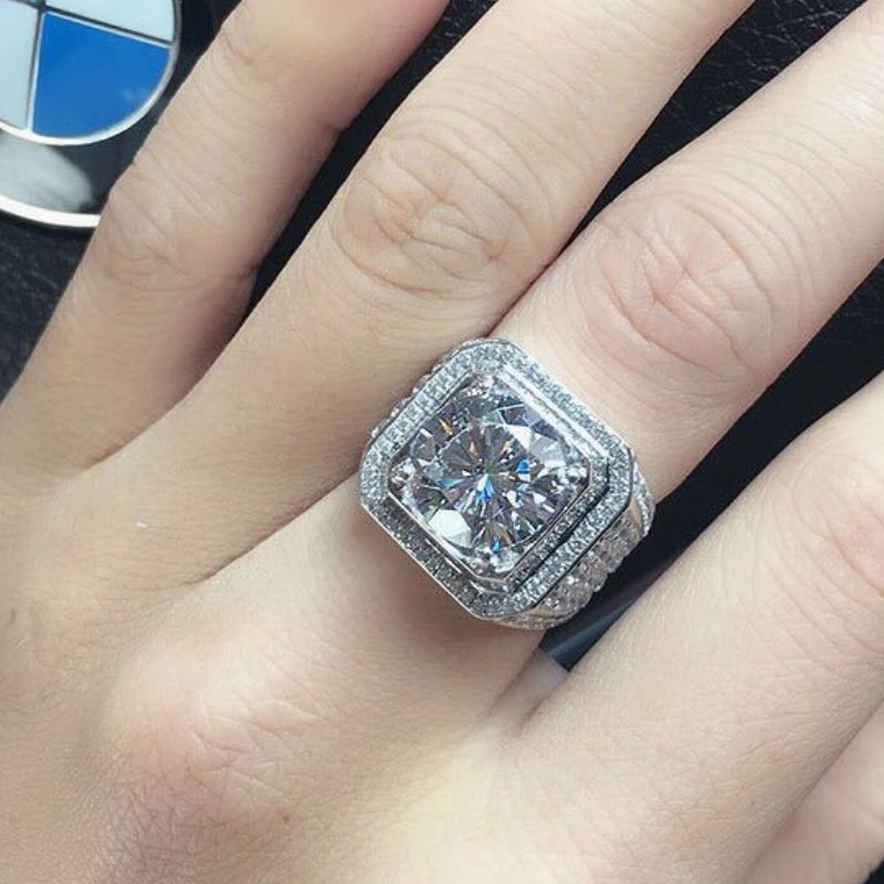 Män ringar kubiska zirkoner män förlovningsringar 925 sterling silver löfte ringar för män män vigselringar