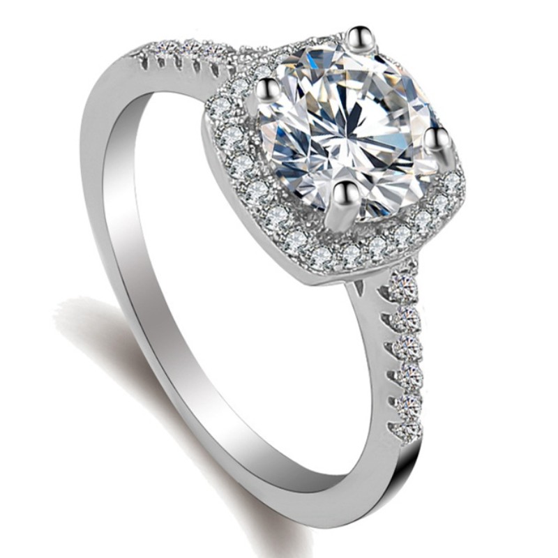 Förlovningsringar Vitguld cubic zirconia ringar moissanite ringar lovar ringar för kvinnor