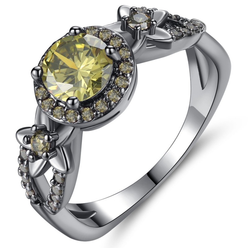 Svartguldringar kvinnorringar ametistgul rubin granatringar 925 sterling silver platina vitguldringar ringsten smycken