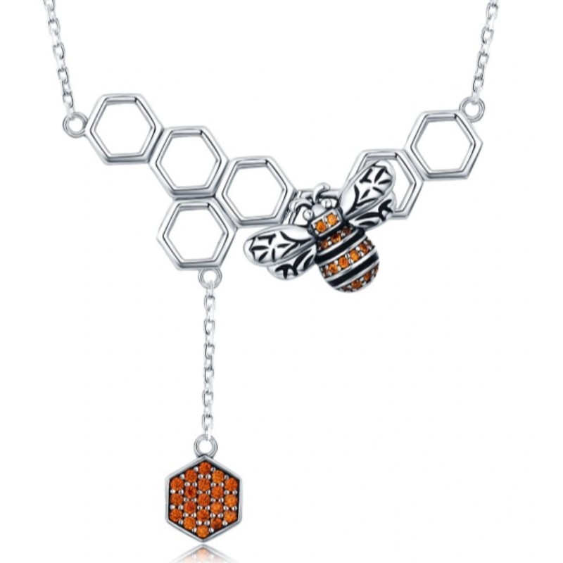 Bee honungskaka 925 sterling silver 2020 nya kvinnor hänge