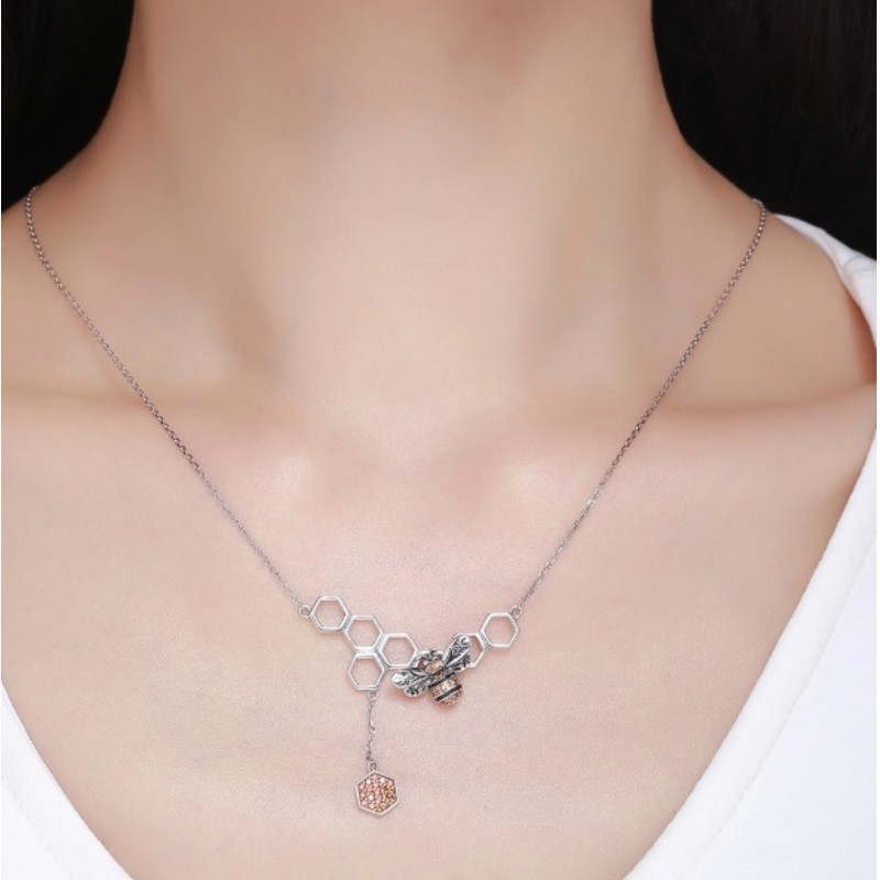 Bee honungskaka 925 sterling silver 2020 nya kvinnor hänge