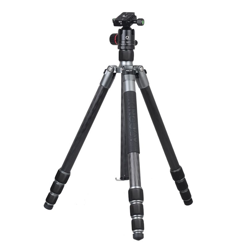 Kingjoy Bästa automatiska benvinkeljustering Spikade fötter aluminium stativmonopod med professionellt dämpande kulhuvud