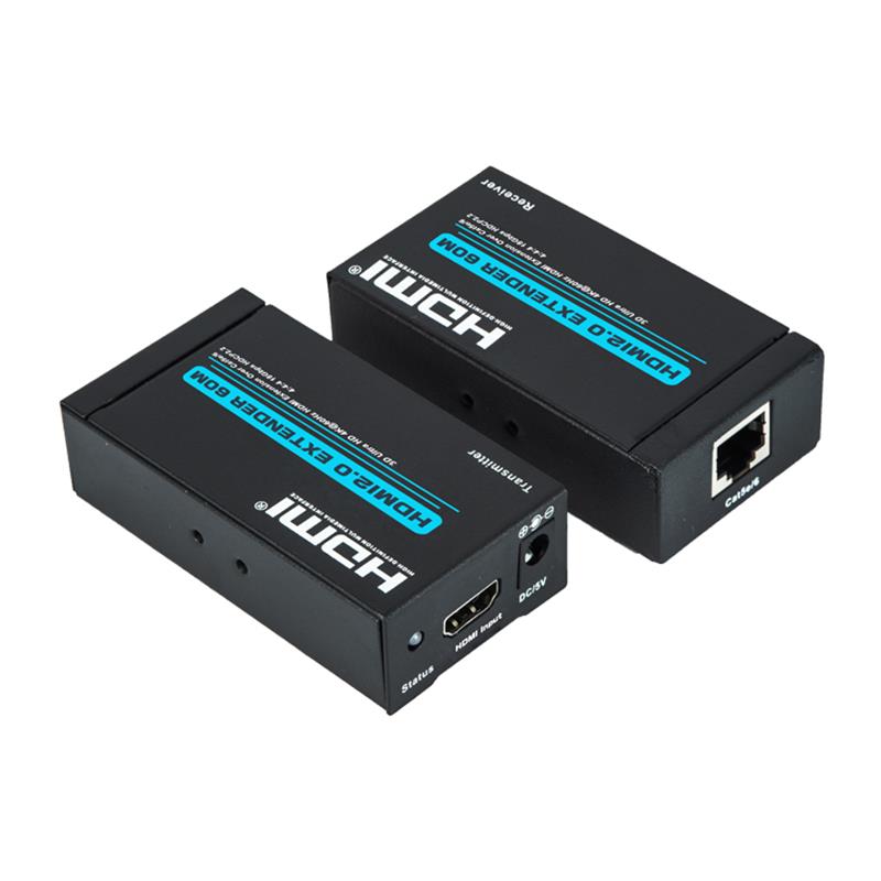 V2.0 HDMI-förlängare 60 m Över en enda cat5e / 6-kabel stödjer Ultra HD 4Kx2K @ 60Hz HDCP2.2