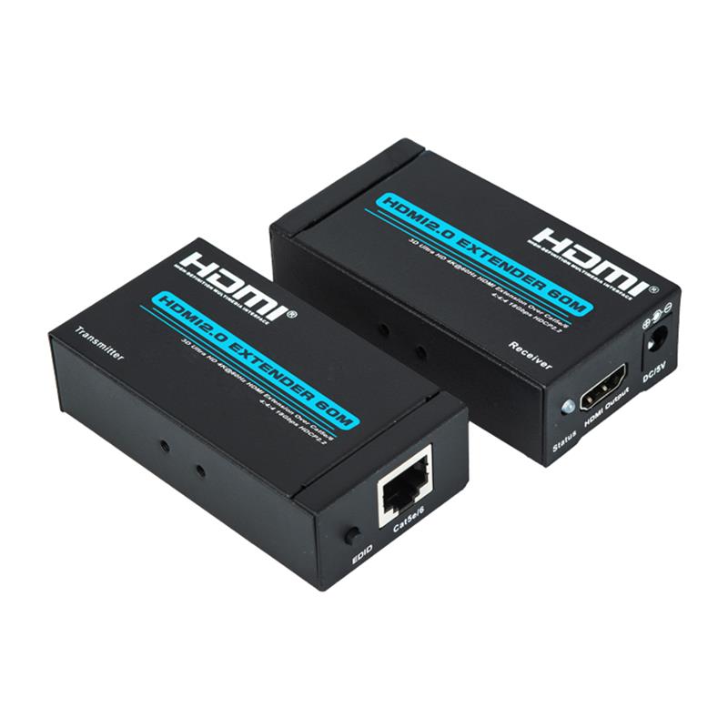 V2.0 HDMI-förlängare 60 m Över en enda cat5e / 6-kabel stödjer Ultra HD 4Kx2K @ 60Hz HDCP2.2