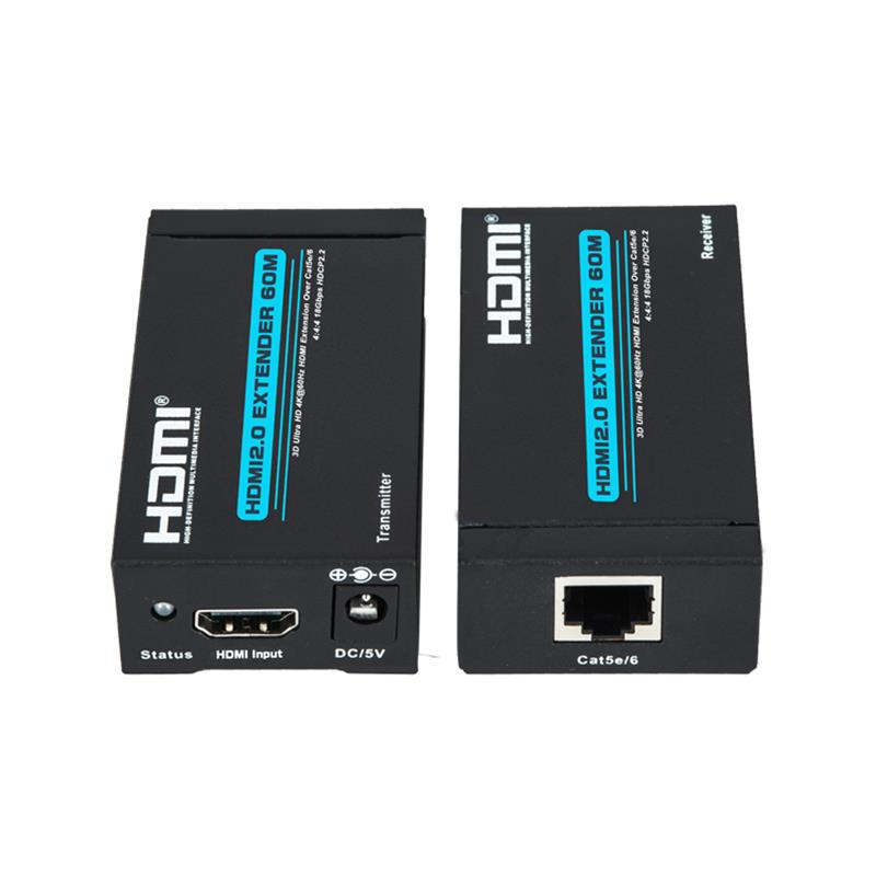 V2.0 HDMI-förlängare 60 m Över en enda cat5e / 6-kabel stödjer Ultra HD 4Kx2K @ 60Hz HDCP2.2