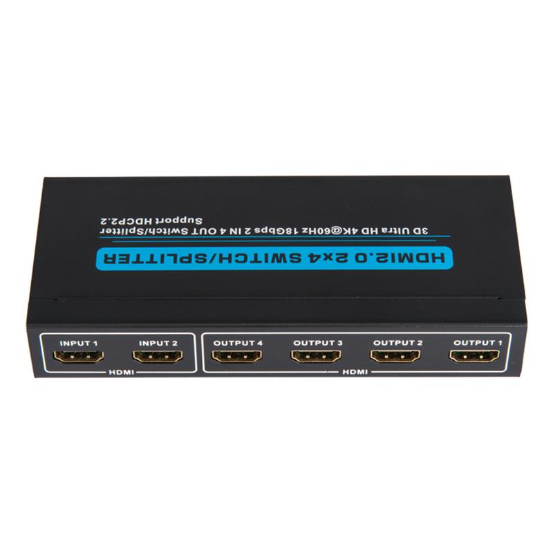 V2.0 HDMI 2x4 switch / splitter stöd 3D Ultra HD 4Kx2K @ 60Hz HDCP2.2