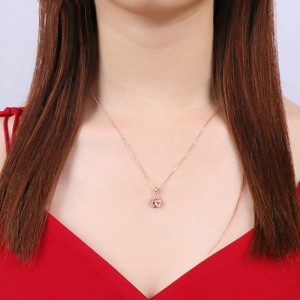 925 sterling silver rose gold hänge mjukt rosa halsband hjärthalsband uttalande halsband