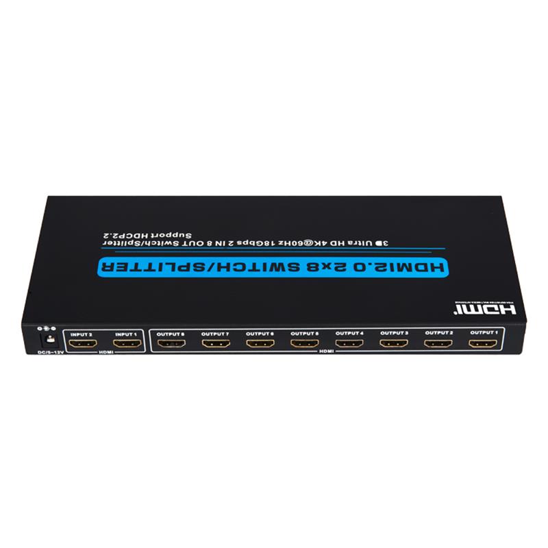 V2.0 HDMI 2x8 switch / splitter stöd 3D Ultra HD 4Kx2K @ 60Hz HDCP2.2