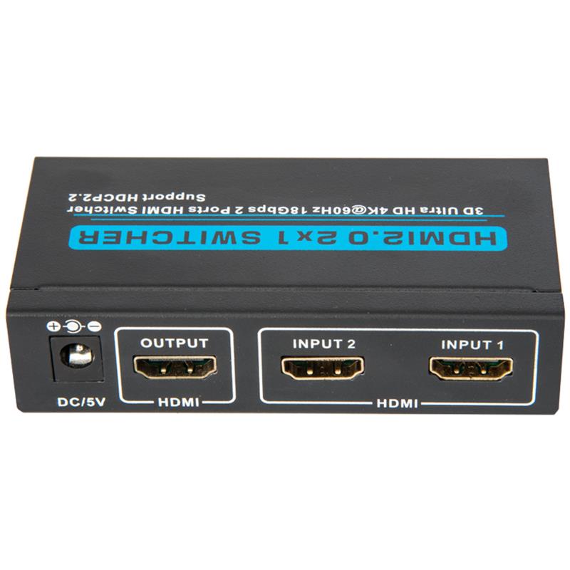 V2.0 HDMI 2x1 Switcher Support 3D Ultra HD 4Kx2K @ 60Hz HDCP2.2