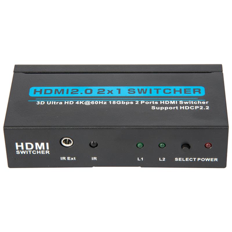 V2.0 HDMI 2x1 Switcher Support 3D Ultra HD 4Kx2K @ 60Hz HDCP2.2